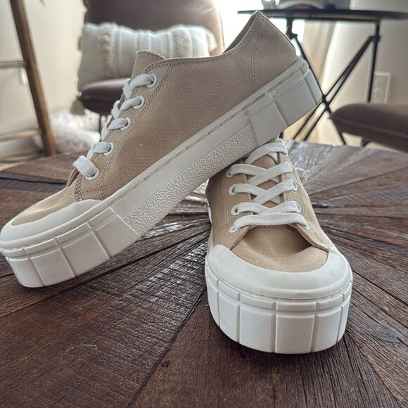 Mad Love Fran Platform Tan Canvas Lace Up Sneakers - Picture 8 of 10